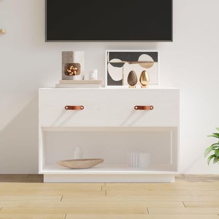 Vidaxl Szafka Pod Telewizor, Biała, 90X40X60 Cm, Lite Drewno Sosnowe 821523
