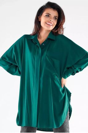 Oversizowa koszula z obniżoną linią ramion (Zielony, Uniwersalny)