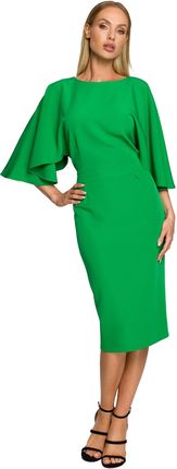 Ołówkowa sukienka z szerokim rękawem- zielona
