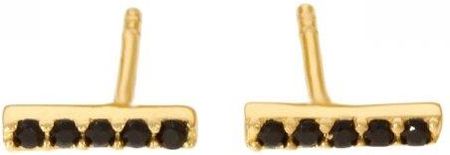 Caspol.Eu Złote kolczyki na sztyfcie z czarnymi cyrkoniami KL.02089 pr.585