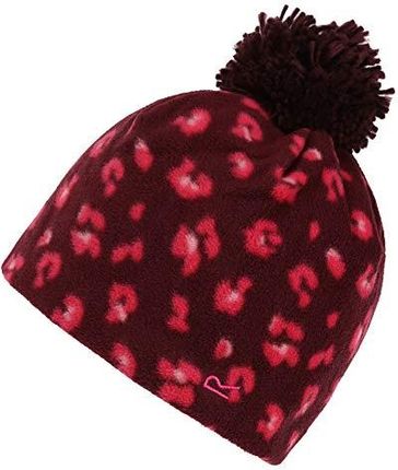 Regatta Unisex dziecięce nakrycie głowy Fallon Hat Printed Polyester Mirofleece And Knitted Pom fioletowy Feige Leopard 7-10