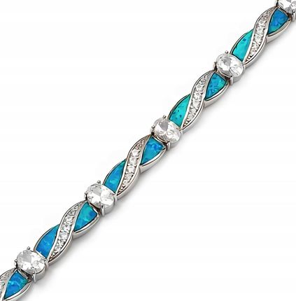 Mo-Biżuteria Srebrna bransoletka, niebieski opal, długość 17 cm