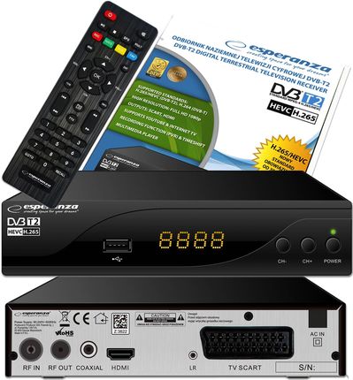 Dekoder Tuner Tv Naziemnej Hd DVB-T2 Hevc H.265