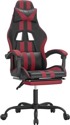 vidaXL Obrotowy fotel gamingowy z podnóżkiem, czarno-bordowy (349538)