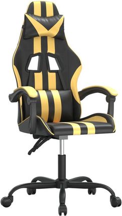 vidaXL Fotel gamingowy, czarno-złoty, sztuczna skóra (3143820)