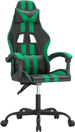 vidaXL Fotel gamingowy, czarno-zielony, sztuczna skóra (3143821)