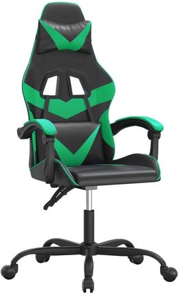 vidaXL Fotel gamingowy, czarno-zielony, sztuczna skóra (3143845)
