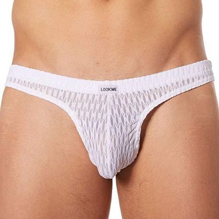 Look Me LM910-57WHTL stringi męskie, eleganckie, efekt diamentowy, biały, rozmiar L