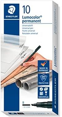 Staedtler Długopis Permanentny Lumocolor 314 9 Pogrubiona Szerokość Linii 1 0 2 5mm Czarny (Pudełko 10 Szt.)