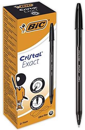Bic 992603 Cristal Exact Długopis Z Cienką Końcówką (0 7 Mm) Czarny Opakowanie 20szt.