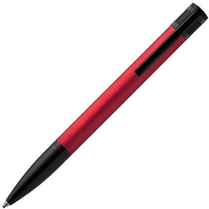 Boss Hugo Boss: Długopis Explore Brushed Red Wyrafinowane Pióro Ze Szczotkowanego Aluminium Z Czarnymi Detalami I Teksturowanymi Pierścieniami. Dispo 