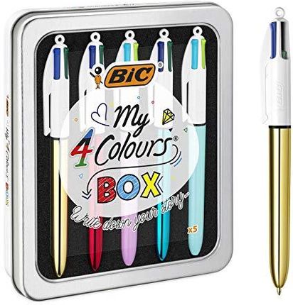Bic Zestaw Długopisów 4 Kolory 5szt. W Metalowym Pudełku Z 3 Kolorami Shine I 2 Kolorowymi Długopisami Fun My Colours Box