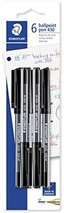 Staedtler Długopis Kulkowy Medium Stick 430 Czarny Opakowanie 6szt.