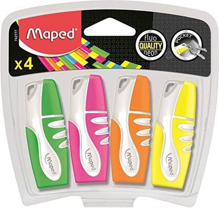 Maped Fluo'Peps Miękkie Kieszonkowe Zakreślacze (Opakowanie 4 W Różnych Kolorach)