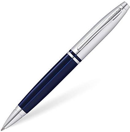 Cross Calais Długopis W Kolorze Chromu I Niebieskiego Lakieru Zestawie Z Pudełkiem Prezentowym Premium Średni Do Wielokrotnego Napełnian