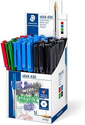 Staedtler Stick 430 Ms Cp5 Długopis Kulkowy Średni Różne Kolory (Opakowanie 50 Szt.)