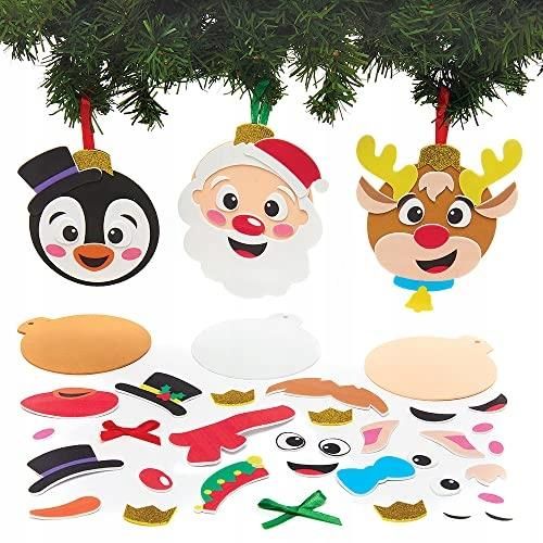 Baker Ross FX383 Palline Albero Personaggi Natalizi – Confezione 8 Pezzi Da Decorare, Attività Creativa