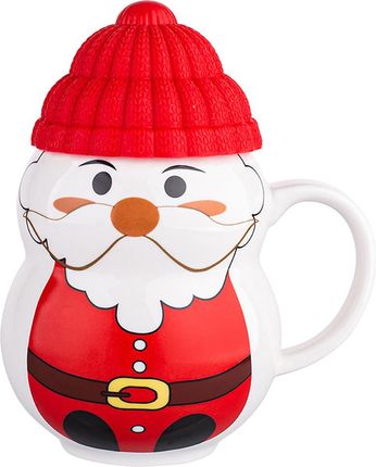 Kubek zimowy Mikołaj z silikonową czapeczką w opasce 350ml 01010032557 AltomDesign