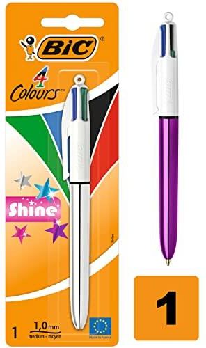 Bic 902126 4 Kolorowe Długopisy Drukowane Kolory Shine (Grubość Kreski ...
