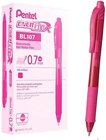 Roller a scatto Energel X BL 107 punta 0,7mm astuccio 4 colori assortiti Pentel