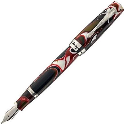 Montegrappa Elmo 02 Asiago Pióro Wieczne W Kolorze Czerwonym/Marmurkowym Wykonane Z Żywicy Szlachetnej I Stali Grubość Stalówki: M Wymi