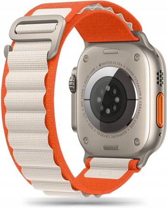 Tech-Protect Nylon Pro Apple Watch 4 5 6 7 Biało Pomarańczowy