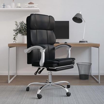 vidaXL Krzesło Biurowe Rozkładany Fotel Biurowy Czarny Sztuczna Skóra (349629)