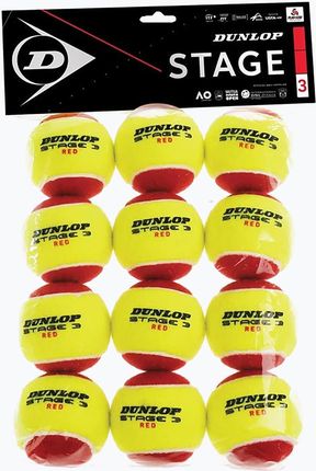 Dunlop Piłki Tenisowe Dziecięce Stage 3 12szt. Czerwono Żółte 601344