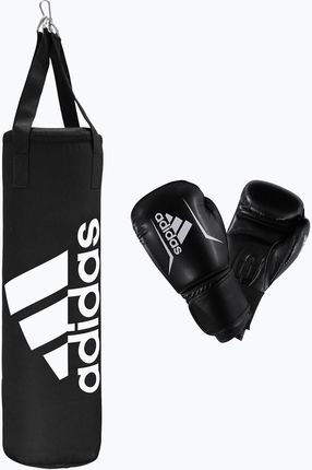 adidas Zestaw Bokserski Dziecięcy Youth Boxing Set Worek + Rękawice Czarno Biały Adibpkit1090100