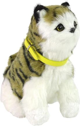 Leantoys Interaktywny Kot Pluszowy Miauczy Rusza Głową I Ogonem Biało Brązowy