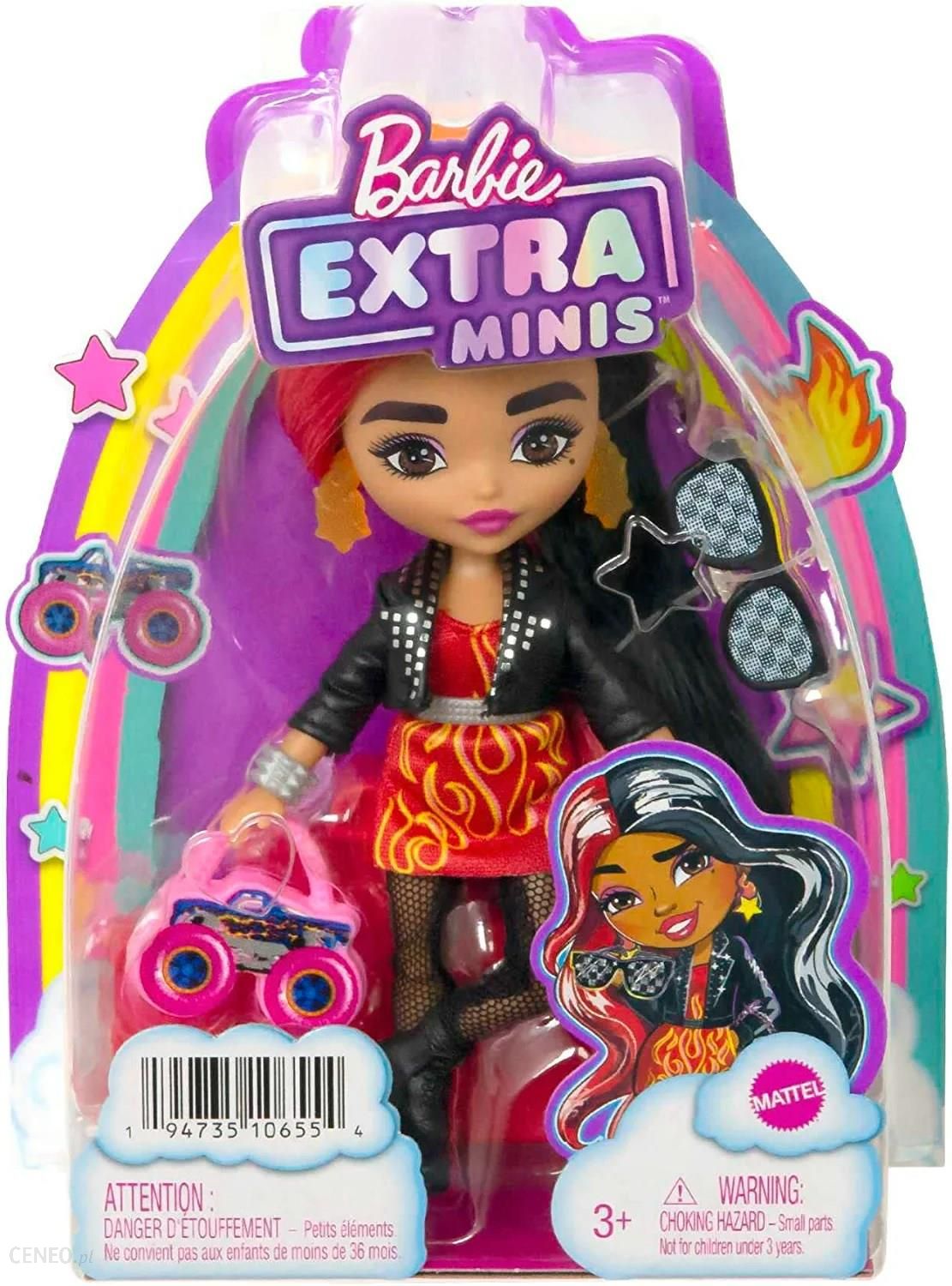 Lalka Barbie Extra Minis Sukienka płomienie/Czerwono-czarne włosy HKP88 -  Ceny i opinie 