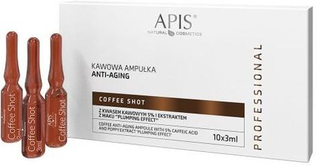 Apis Coffee Shot Kawowa Ampułka Anti Aging Z Kwasem Kawowym I Ekstraktem Z Maku,,Plumping Efec",10x3,5 ml