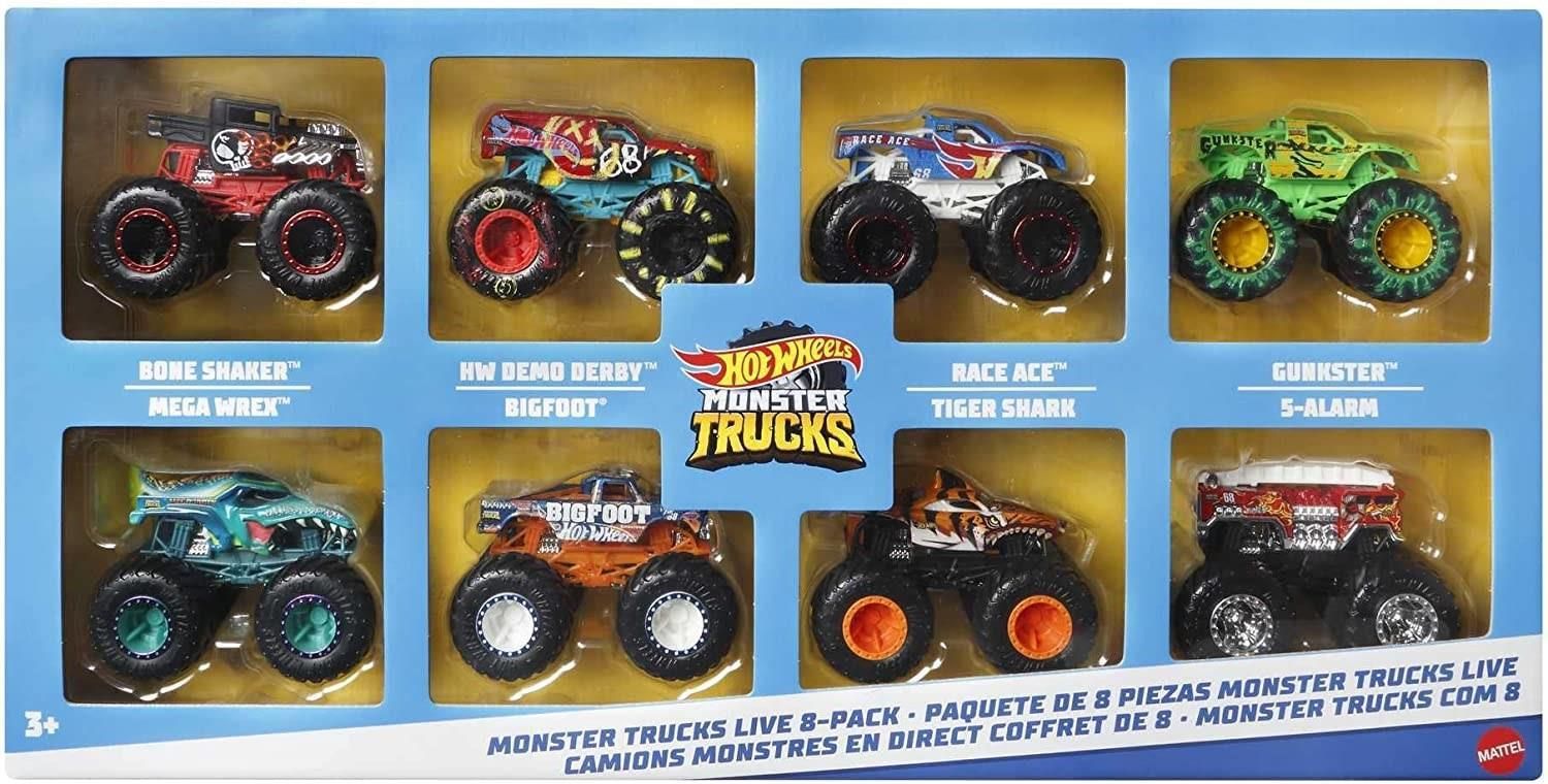 ミニカー Hotwheels MONSTER TRUCKS Hot Wheels - wózek transportowy Monster Trucks w zestawie 3