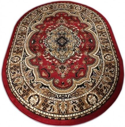 Dywany Turpol Dywan Klasyczny Do Salonu Medallion Bcf Alfa 06 Czerwony Owalny 80x150cm