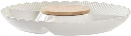 Dkd Home Decor Tacka Do Przekąsek Naturalny Porcelana Biały Bambus 25,5X25,5X3Cm (3041189)
