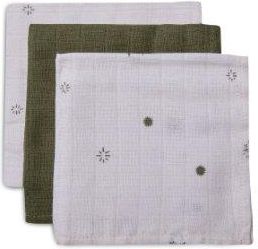 Jollein Burp Cloth Muslin 3 Pack Stargaze Leaf Green R. 30X30cm