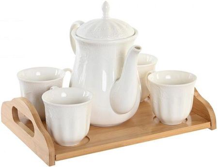 Dkd Home Decor Zestaw Filiżanek Do Kawy Naturalny Porcelana Biały Bambus (3041187)