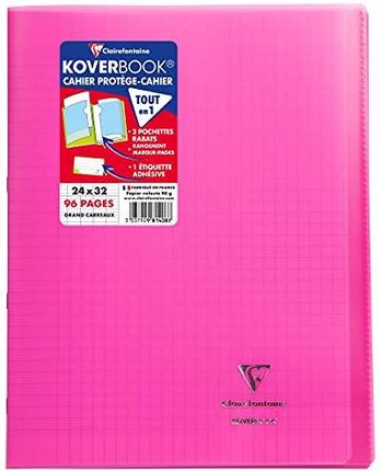 Clairefontaine Koverbook Notatnik 96 Stron Duża Karo Oprawa Z Polipropylenu 90 G 24x32cm Różowy