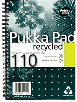 Pukka Pad Pp00128 Notatnik Recyklingowany Drut Perforowany Ruled 110Pp 80 Gsm A5 Ref Rca5/110 [Opakowanie 3]