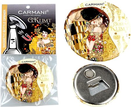 CARMANI Otwieracz z magnesem - G. Klimt, Pocałunek, kremowe tło