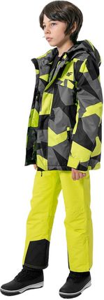 JUNIORski kombinezon narciarski 4F kurtka JKUMN002 MORO lime + spodnie JSPMN001 lime