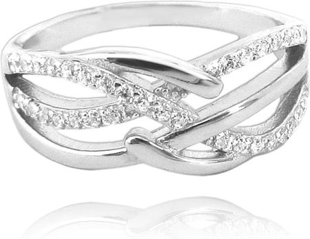 MINET Luksusowy pierścien srebrny z białymi cyrkoniami wielkość 23