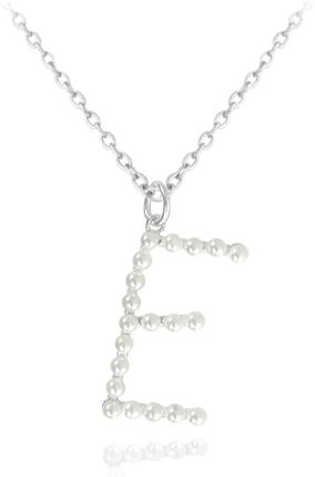 MINET Srebrny naszyjnik PERŁY litera „E” z perłami