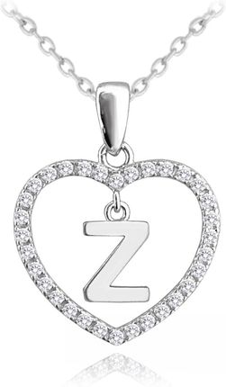 MINET Srebrny naszyjnik litera w sercu „Z” z cyrkoniami