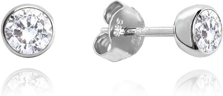 MINET Kolczyki srebrne z białymi cyrkoniami 4 mm