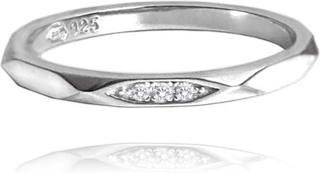 MINET Minimalistyczny srebrny pierścien ślubny z cyrkoniami rozmiar 18