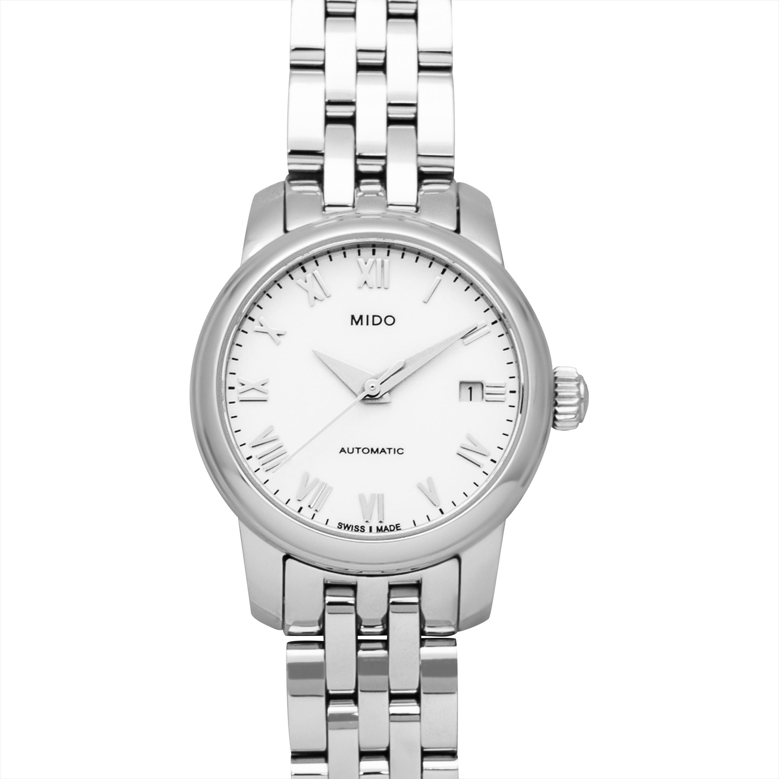 Mido Orologio Automatico Donna Baroncelli M039.007.11.046.00 - Cassa Acciaio 25mm, Quadrante Blu Con Diamanti, Cinturino In Acciaio, Swiss Made