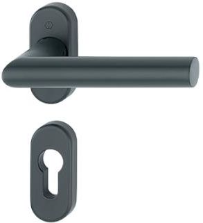 HOPPE Amsterdam - Komplet klamek ze stali nierdzewnej do drzwi profilowych kolor czarny F9714M