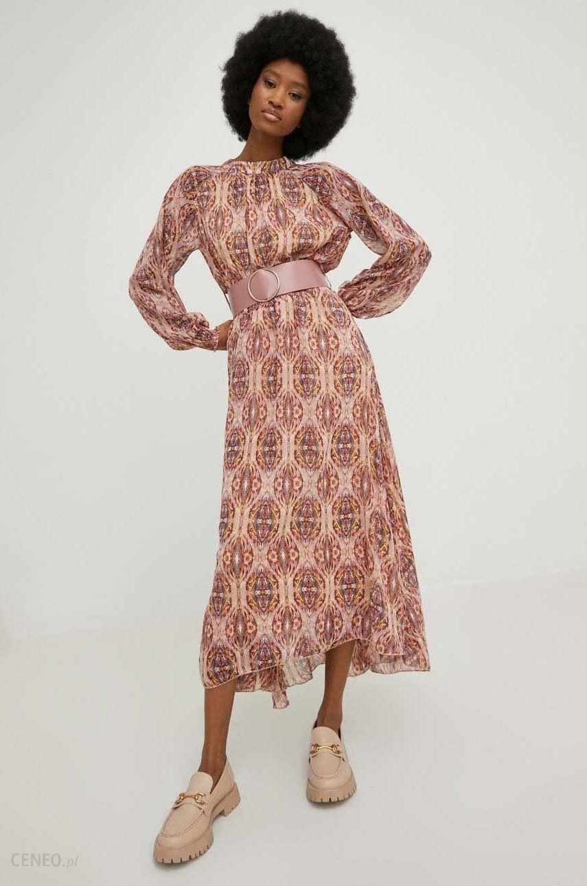 Answear Lab sukienka kolor beżowy maxi rozkloszowana - Ceny i opinie -  