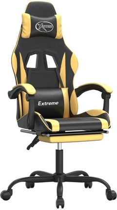 vidaXL Obrotowy fotel gamingowy z podnóżkiem, czarno-złoty (349581)